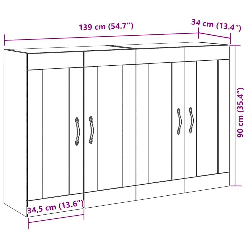 Zidni ormari 2 pcs Crni hrast 69,5 x 34 x 90 cm