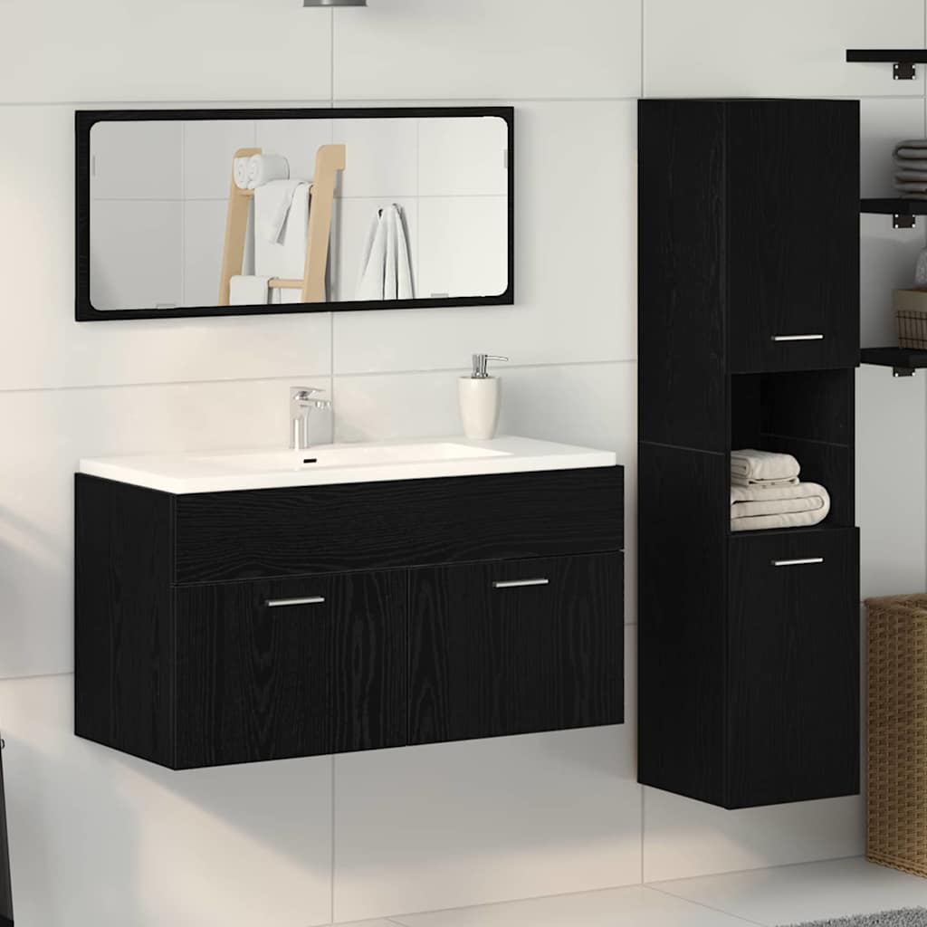 Set namještaja za kupaonicu 3 pcs Crni hrast Konstruirano drvo