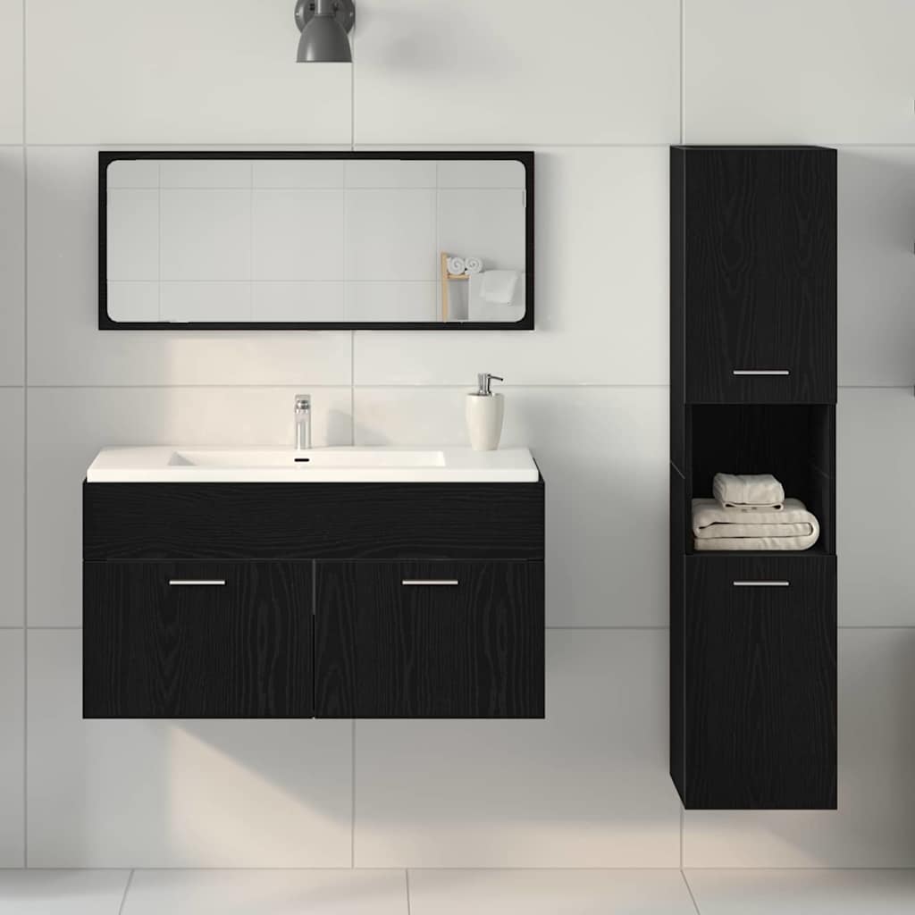 Set namještaja za kupaonicu 3 pcs Crni hrast Konstruirano drvo