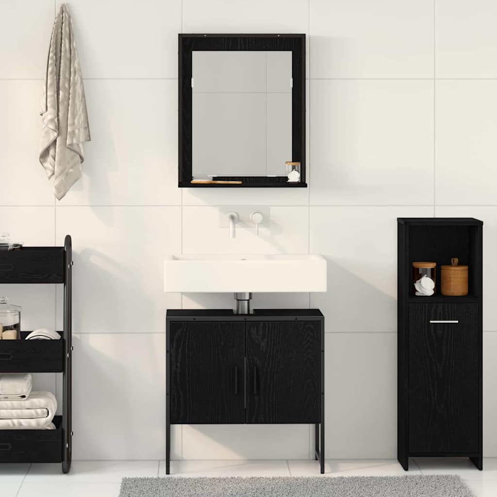 Set namještaja za kupaonicu Zidne 2 pcs Crna Konstruirano drvo