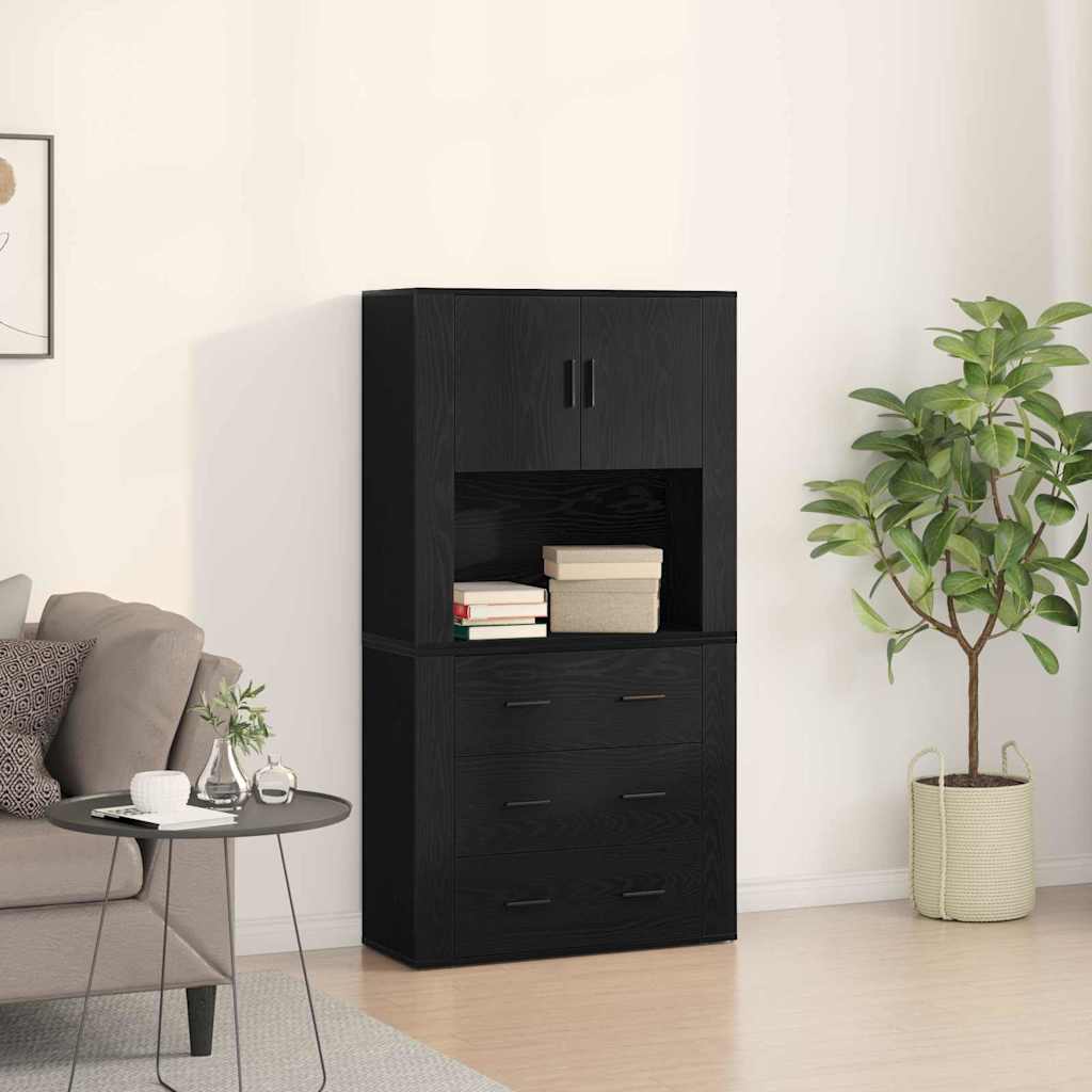 Highboard Crni hrast 80 x 33 x 150 cm Konstruirano drvo