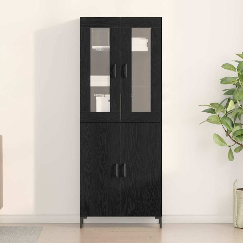 Highboard 2 pcs Crni hrast 69,5 x 34 x 180 cm Konstruirano drvo