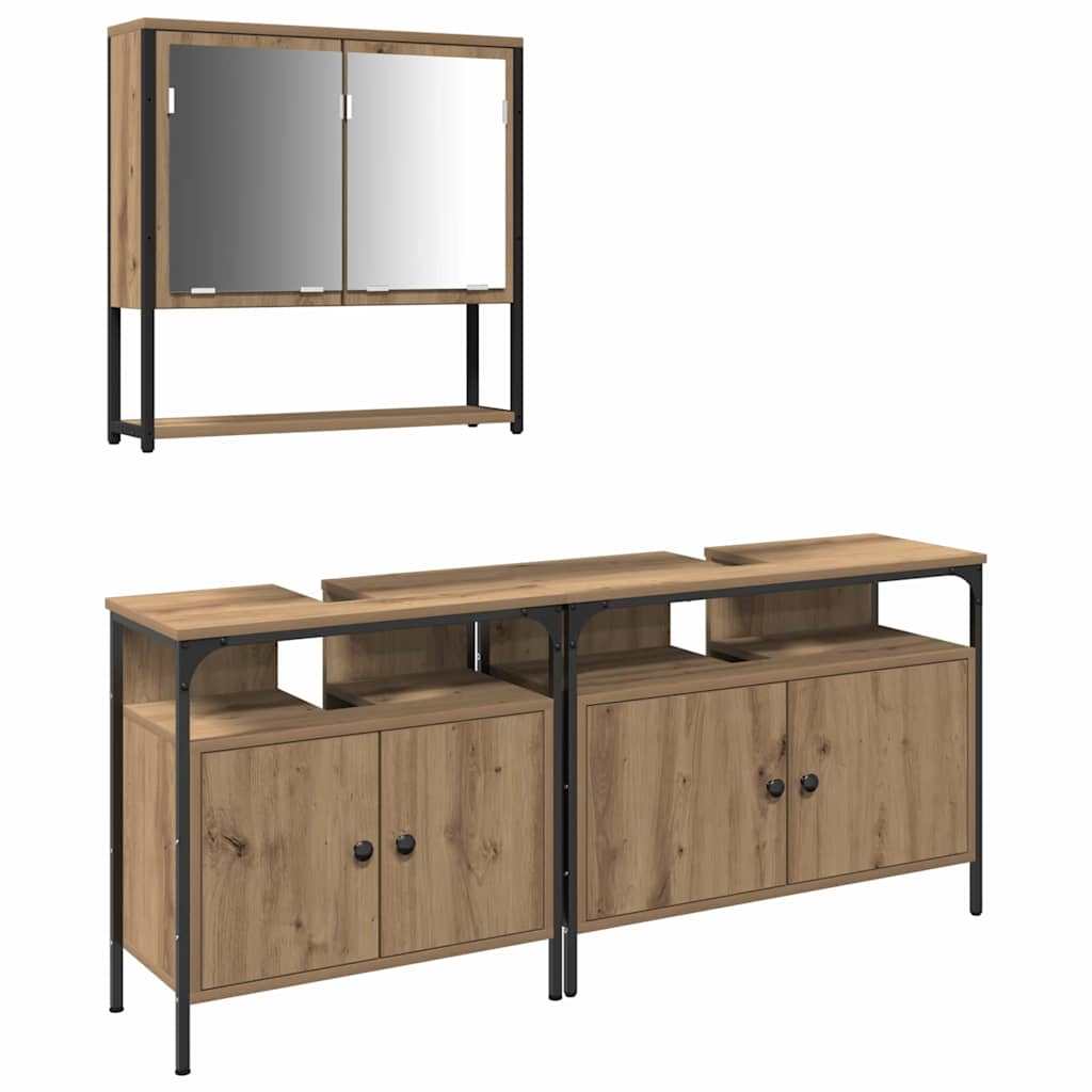 Set namještaja za kupaonicu Zidne 3 pcs Smeđa Konstruirano drvo