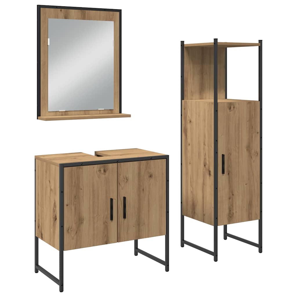 Set namještaja za kupaonicu Zidne 3 pcs Smeđa Konstruirano drvo