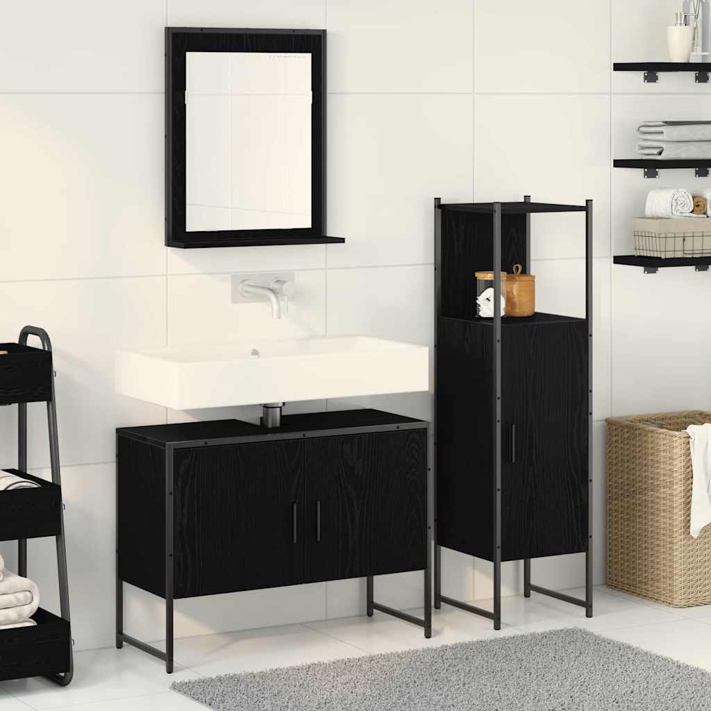 Set namještaja za kupaonicu Zidne 3 pcs Crna Konstruirano drvo