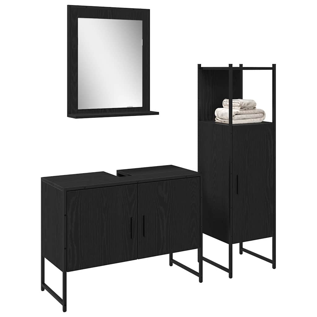 Set namještaja za kupaonicu Zidne 3 pcs Crna Konstruirano drvo