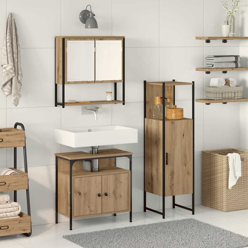 Set namještaja za kupaonicu Zidne 3 pcs Smeđa Konstruirano drvo