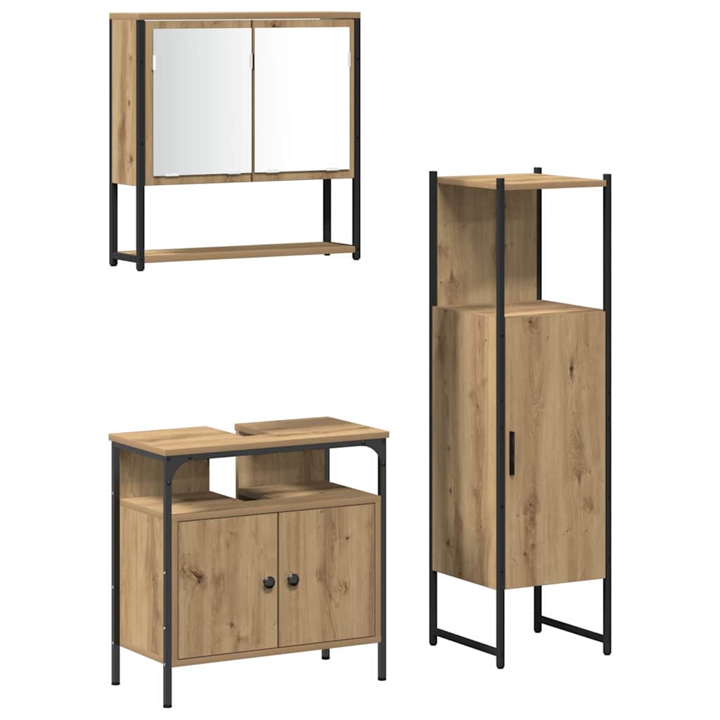 Set namještaja za kupaonicu 3 kom. Smeđa 33 x 33 x 120,5 cm