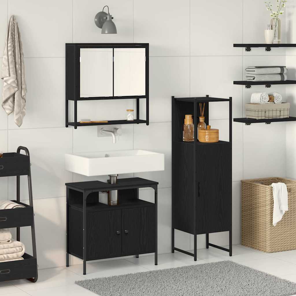 Set namještaja za kupaonicu Zidne 3 pcs Crna Konstruirano drvo