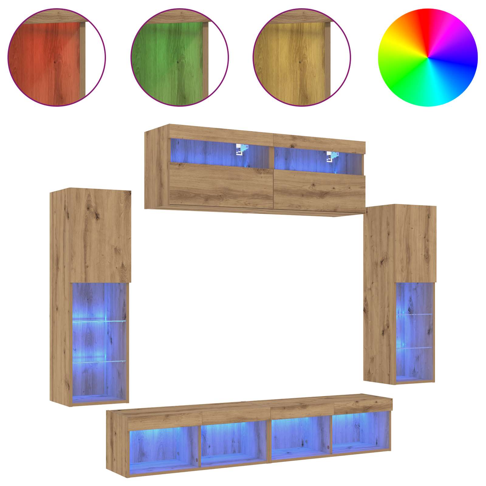 Set TV komoda Zidne 6 pcs hrast artisan Konstruirano drvo