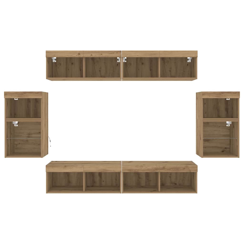 Set TV komoda Zidne 8 pcs hrast artisan Konstruirano drvo