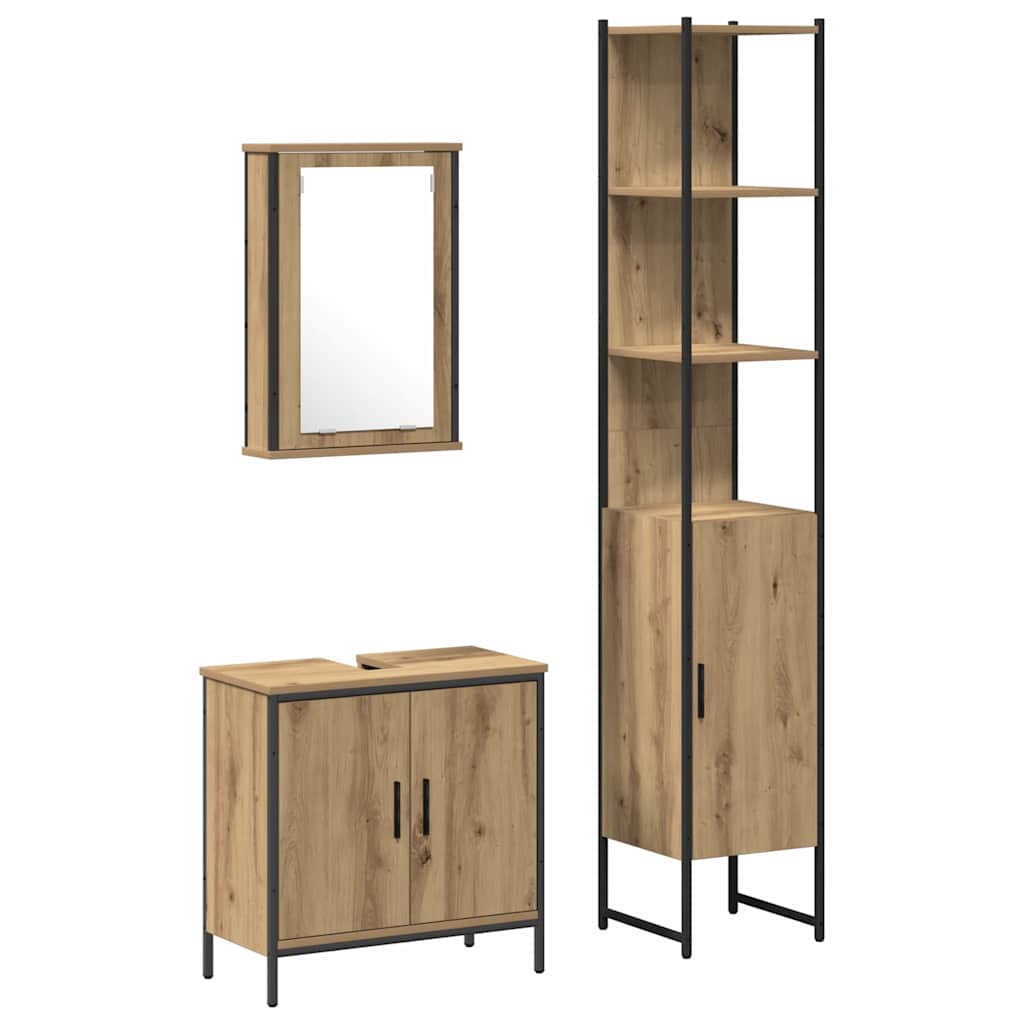 Set namještaja za kupaonicu Zidne 3 pcs Smeđa Konstruirano drvo