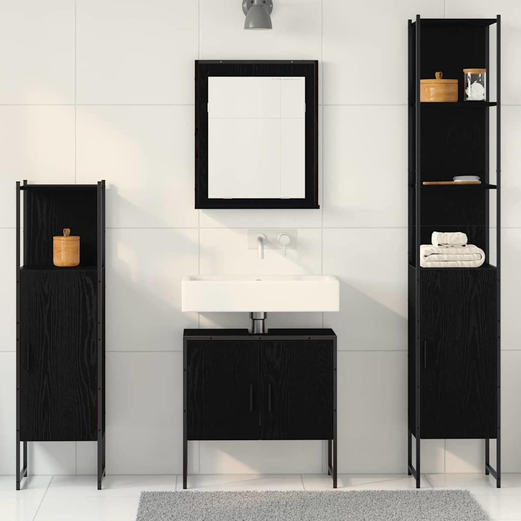 Set namještaja za kupaonicu 4 pcs Crna Konstruirano drvo