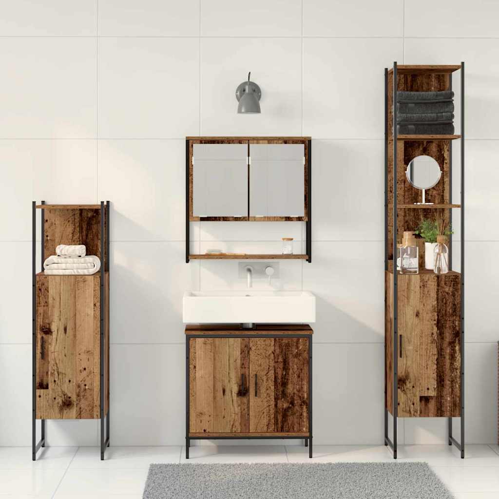 Set namještaja za kupaonicu 4 pcs Smeđa 33 x 33 x 185.5 cm