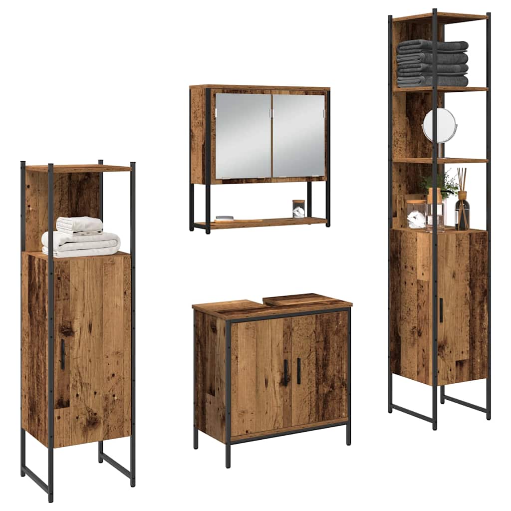 Set namještaja za kupaonicu 4 pcs Smeđa 33 x 33 x 185.5 cm