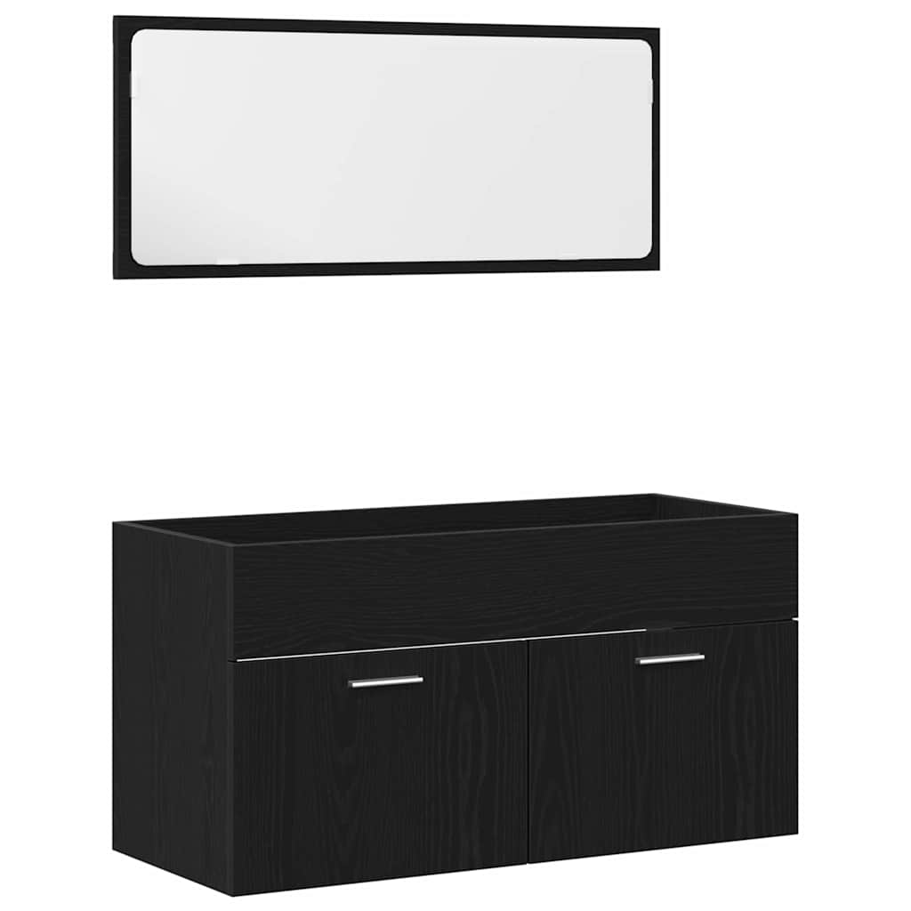 Set namještaja za kupaonicu 5 pcs Crni hrast Konstruirano drvo