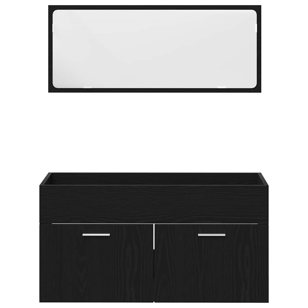 Set namještaja za kupaonicu 5 pcs Crni hrast Konstruirano drvo