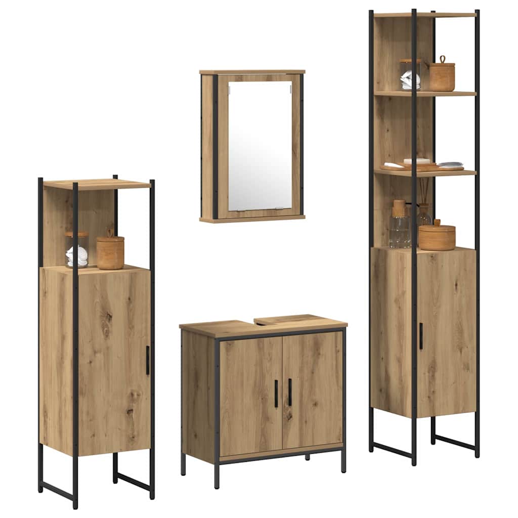 Set namještaja za kupaonicu 4 kom. Smeđa 33 x 33 x 185,5 cm