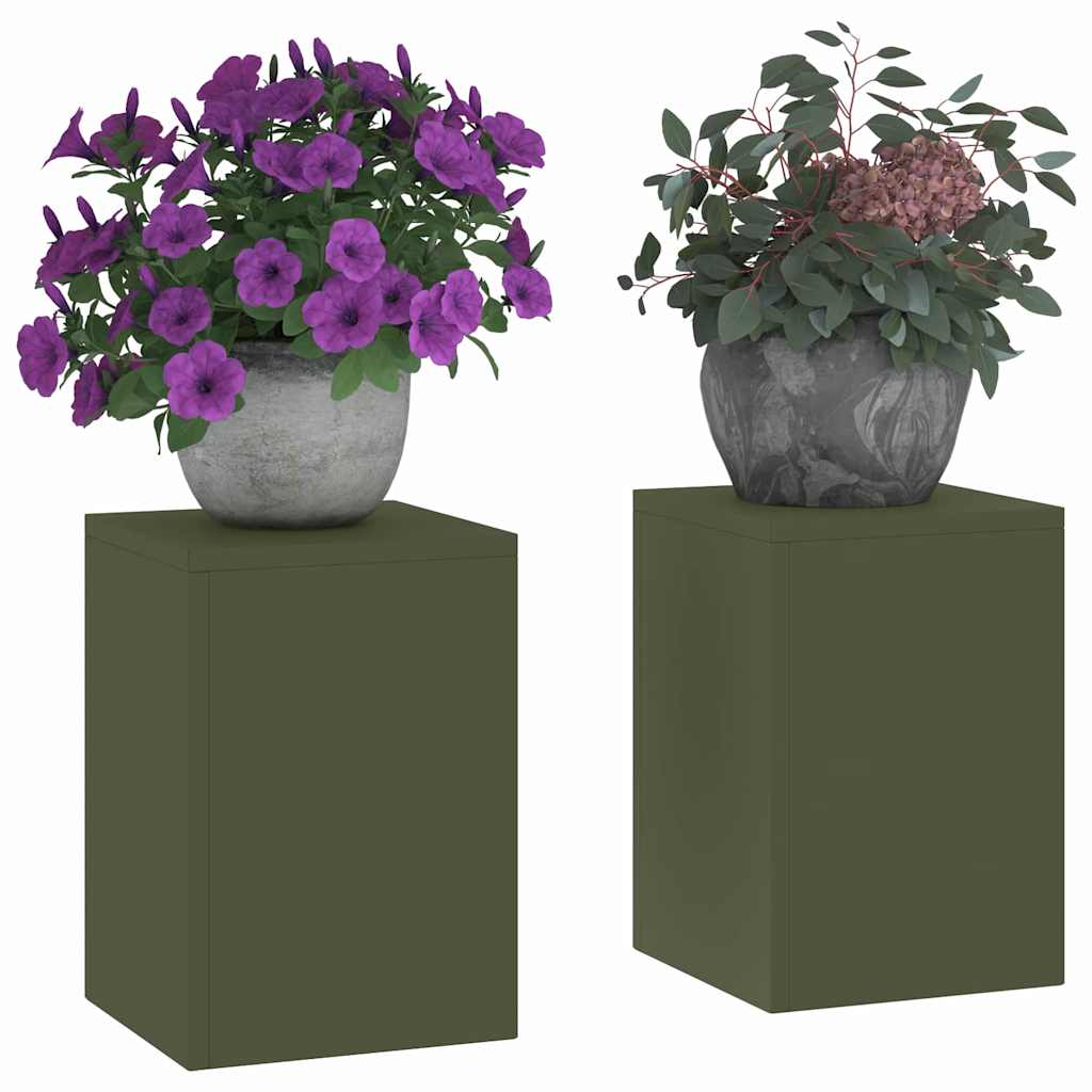 Stalak za biljke 2 pcs Maslinovo zelena 24 x 24 x 35 cm Čelik