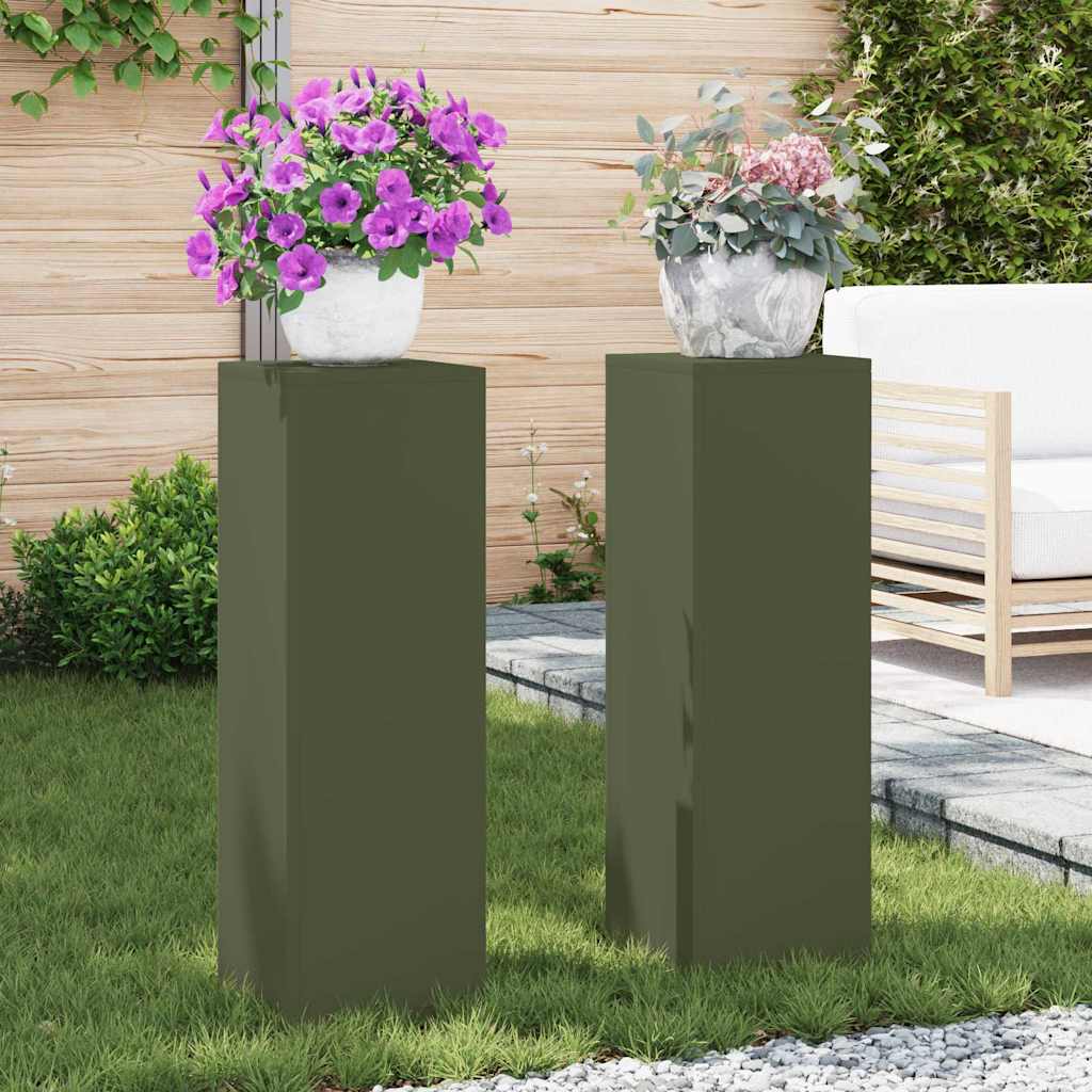 Stalak za biljke 2 pcs Maslinovo zelena 24 x 24 x 75 cm Čelik