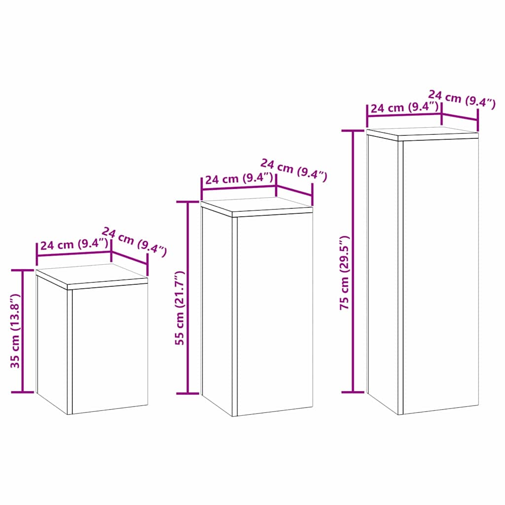 Stalak za biljke 3 pcs Crna Čelik
