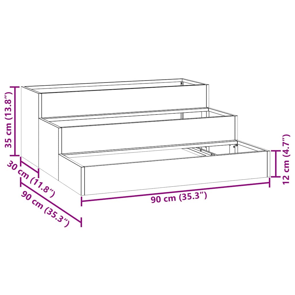 Vrtna saksija Crna 90 x 90 x 35 cm Čelična vrata