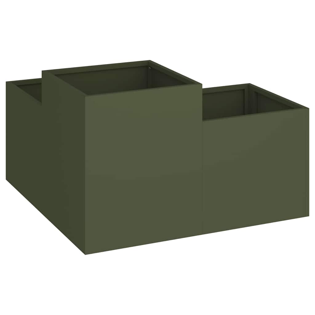 Vrtna saksija Maslinovo zelena 80 x 80 x 48 cm Čelik