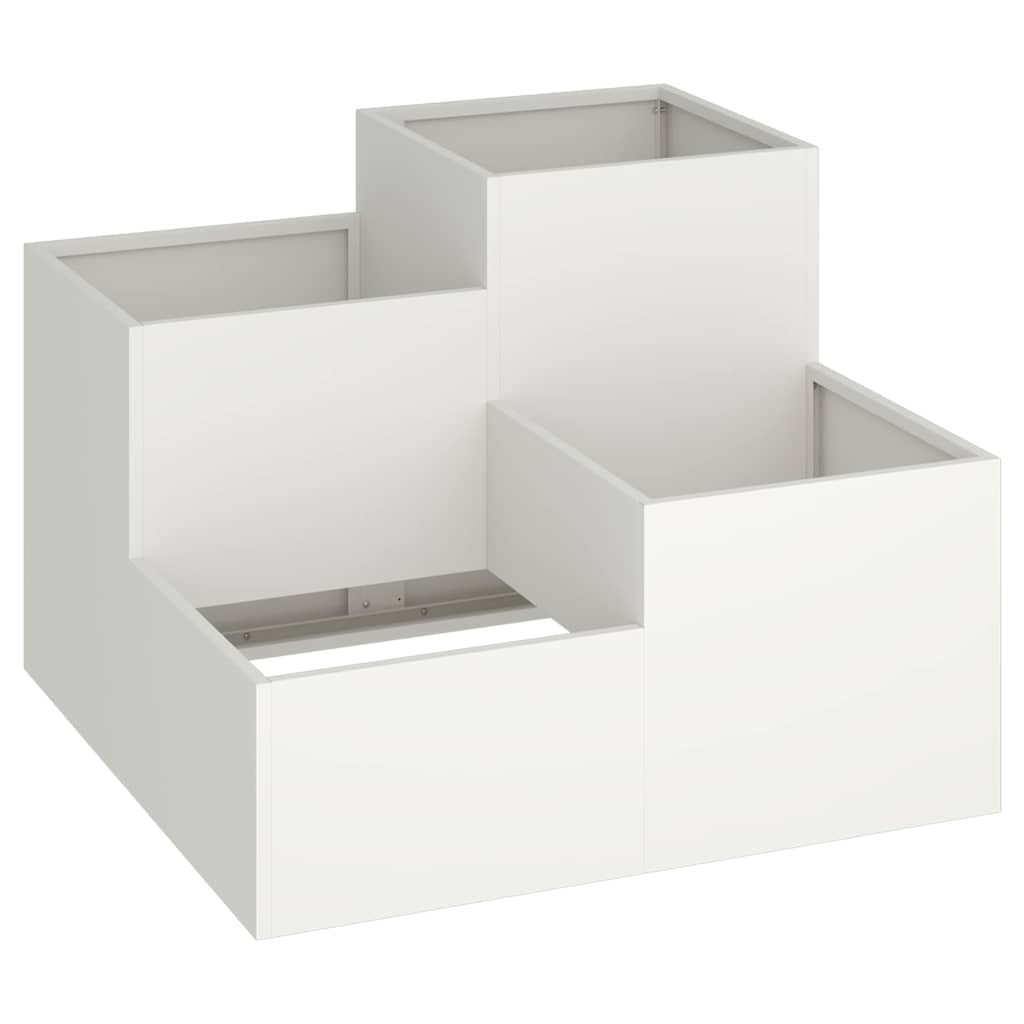 Vrtna saksija Bijelo 80 x 80 x 60 cm Čelik