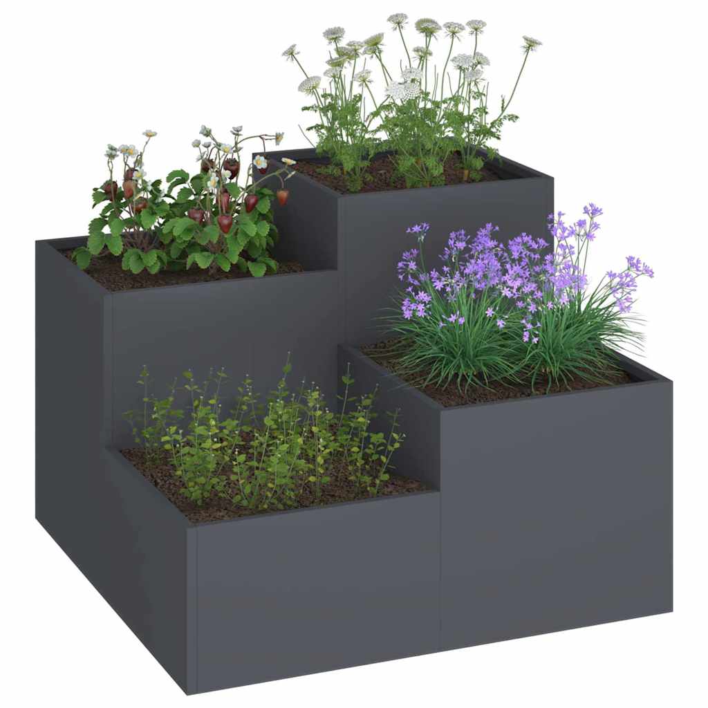 Vrtna saksija Antracit 100 x 100 x 60 cm Čelik