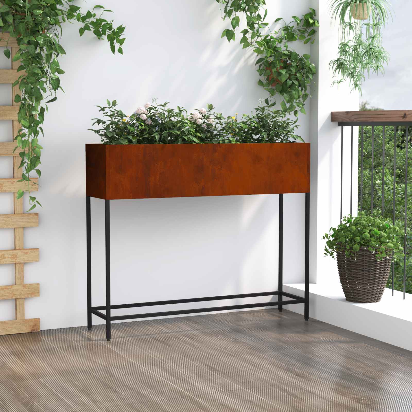 Povišeni Vrtni Planter Rđa 100 x 26 x 82 cm