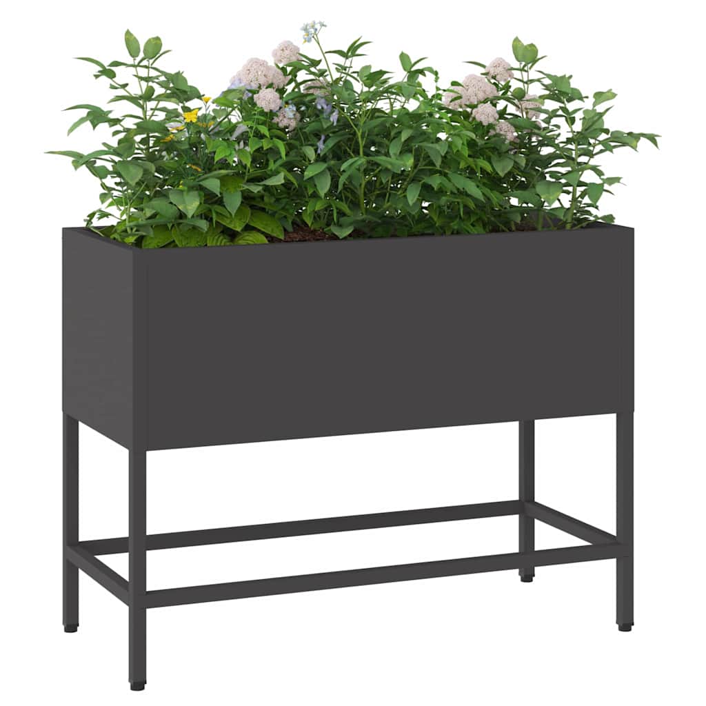 Povišeni Vrtni Planter Crna 60 x 26 x 45 cm Čelik