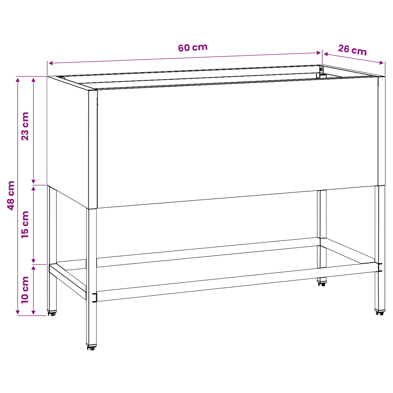 Povišeni Vrtni Planter Bijelo 60 x 26 x 48 cm Čelik