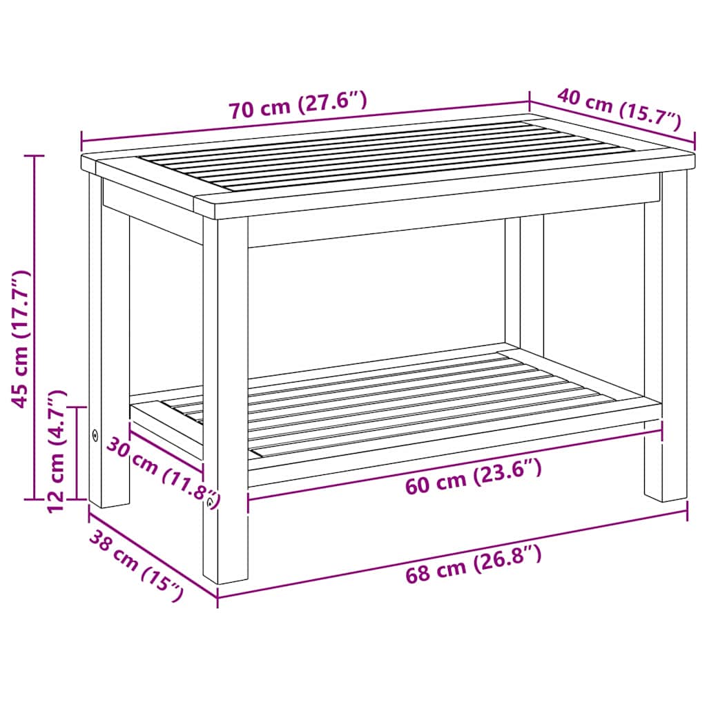 Bocni stol Prirodna nafta 70 x 40 x 45 cm Čvrsto drvo akacije
