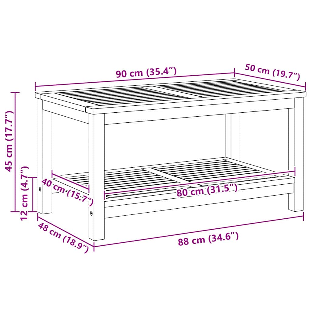 Bocni stol Prirodna nafta 90 x 50 x 45 cm Čvrsto drvo akacije