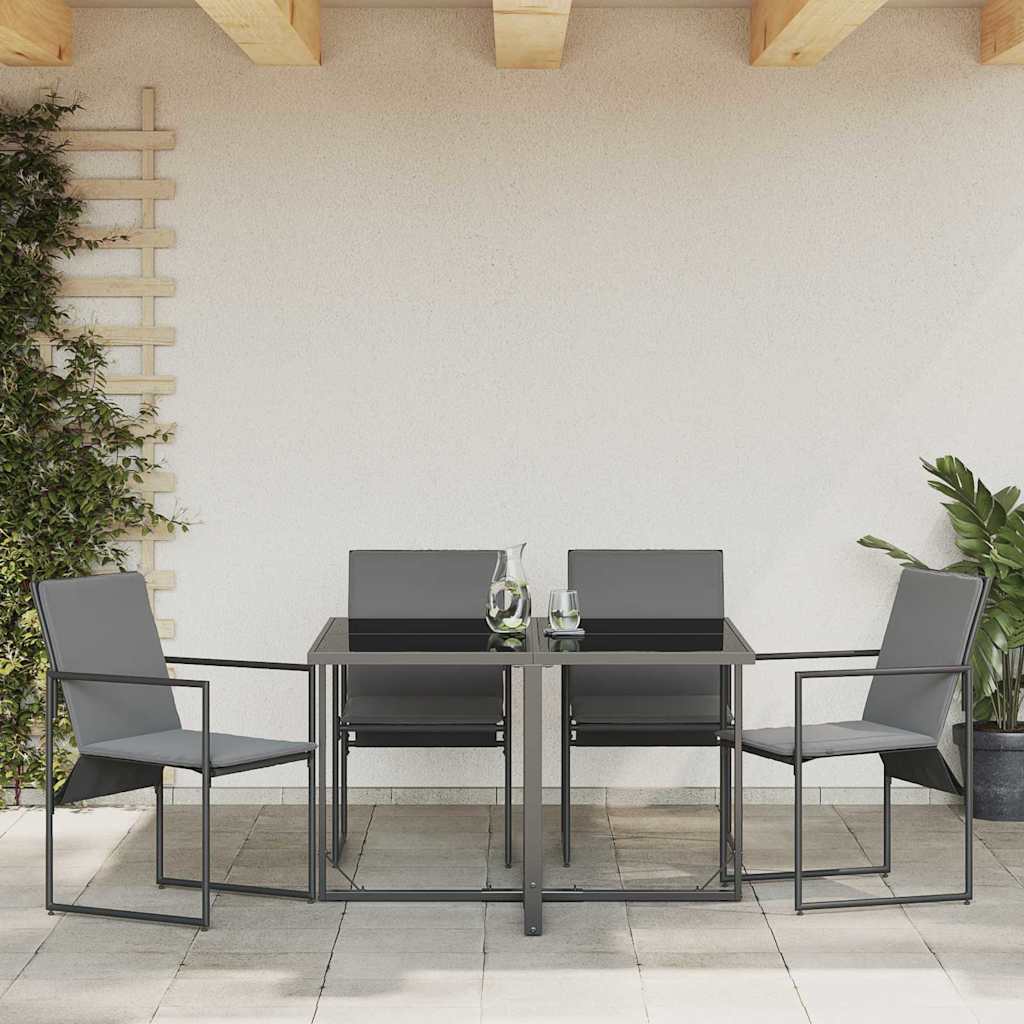 Stolica s jastukom 4 pcs Crna i antracit Tekstilen