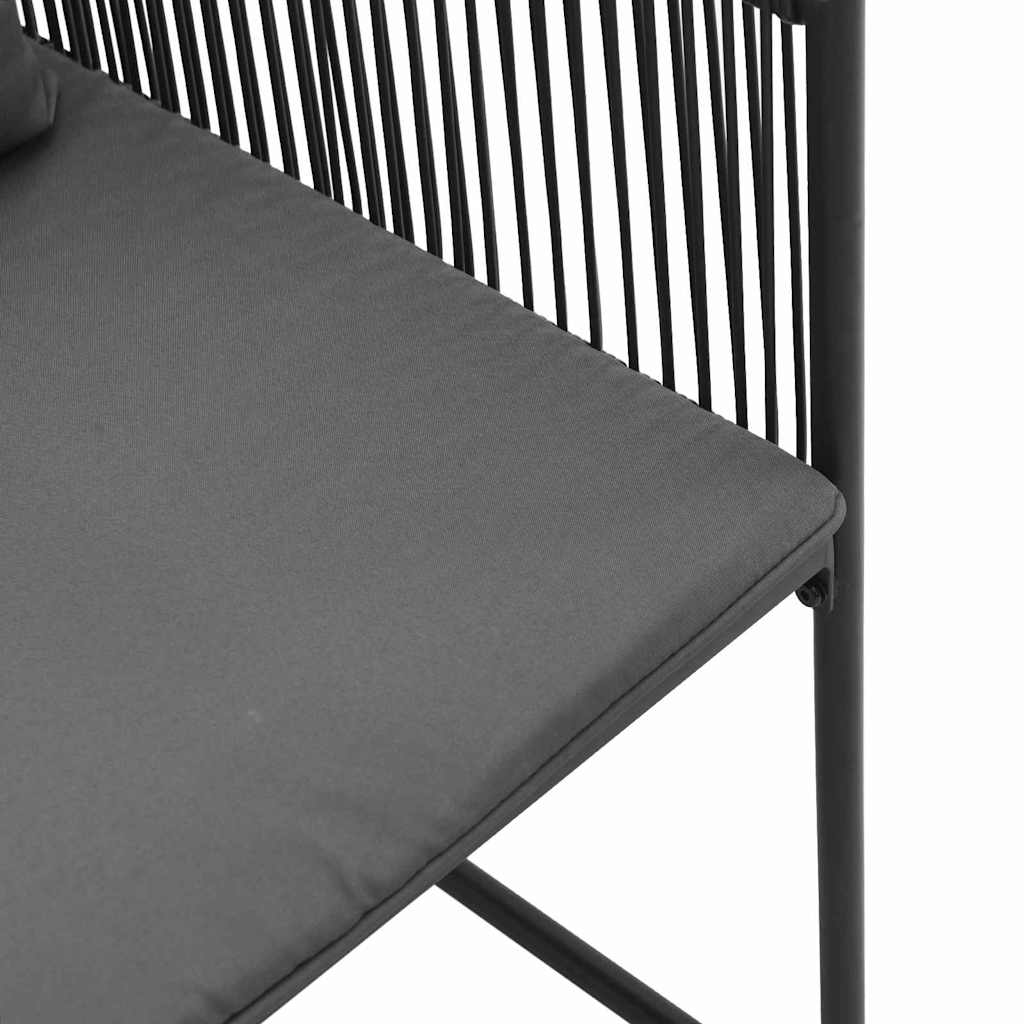Stolica s jastukom 4 pcs Crna i antracit PE ratan