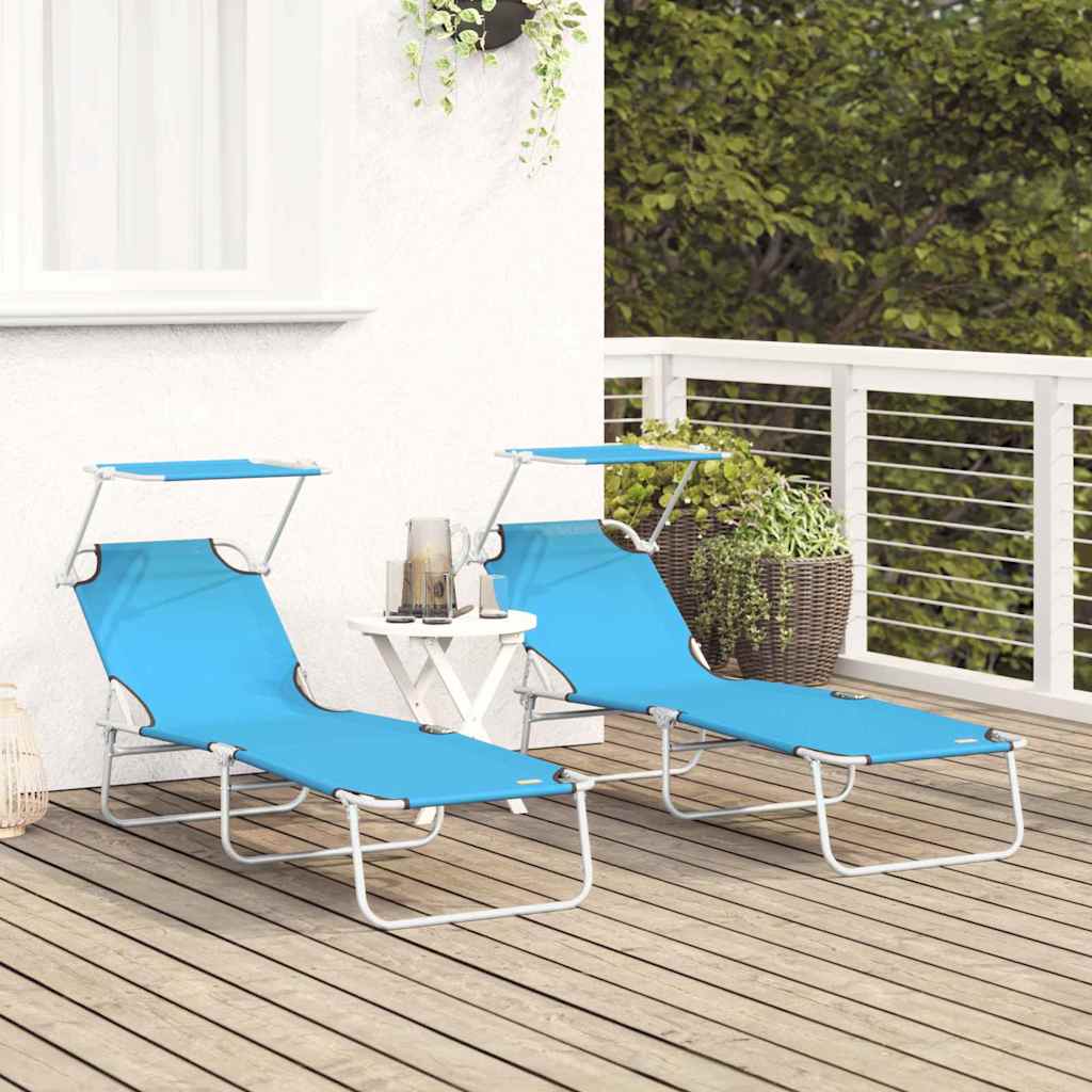 Ležaljka 2 pcs Svijetloplava 58 x 188 x 77cm Poliester