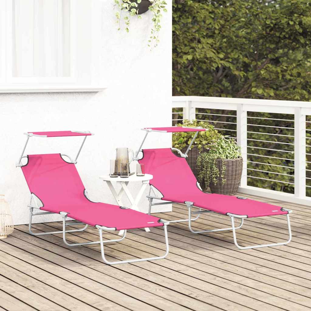 Ležaljka 2 pcs Ružičasta 58 x 188 x 77cm Poliester