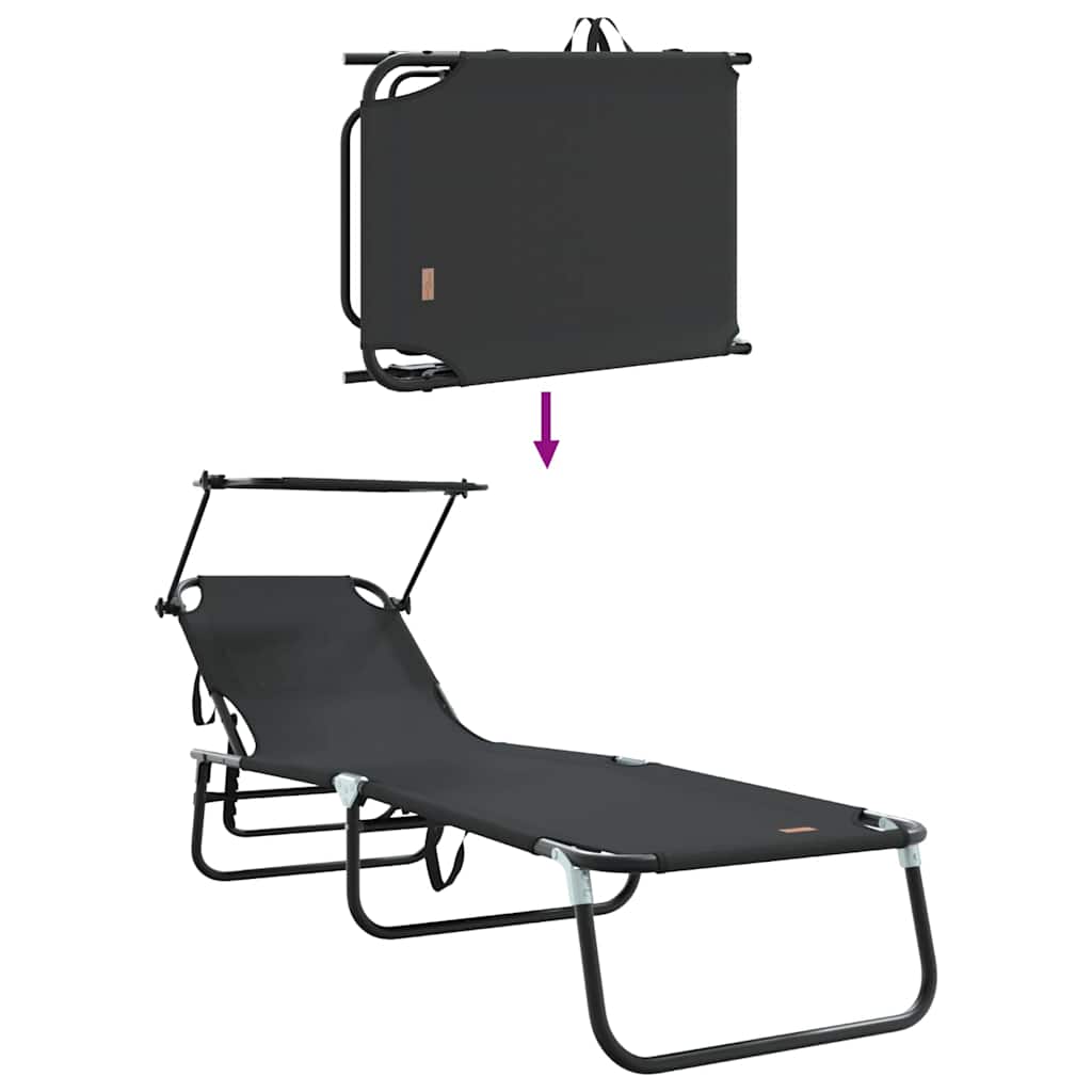 Sklopiva ležaljka za sunčanje Crna 190 x 57 x 81 cm oxford