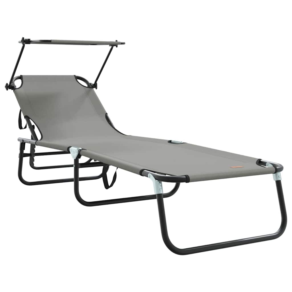 Sklopiva ležaljka za sunčanje 2 pcs Siva 190 x 57 x 81 cm