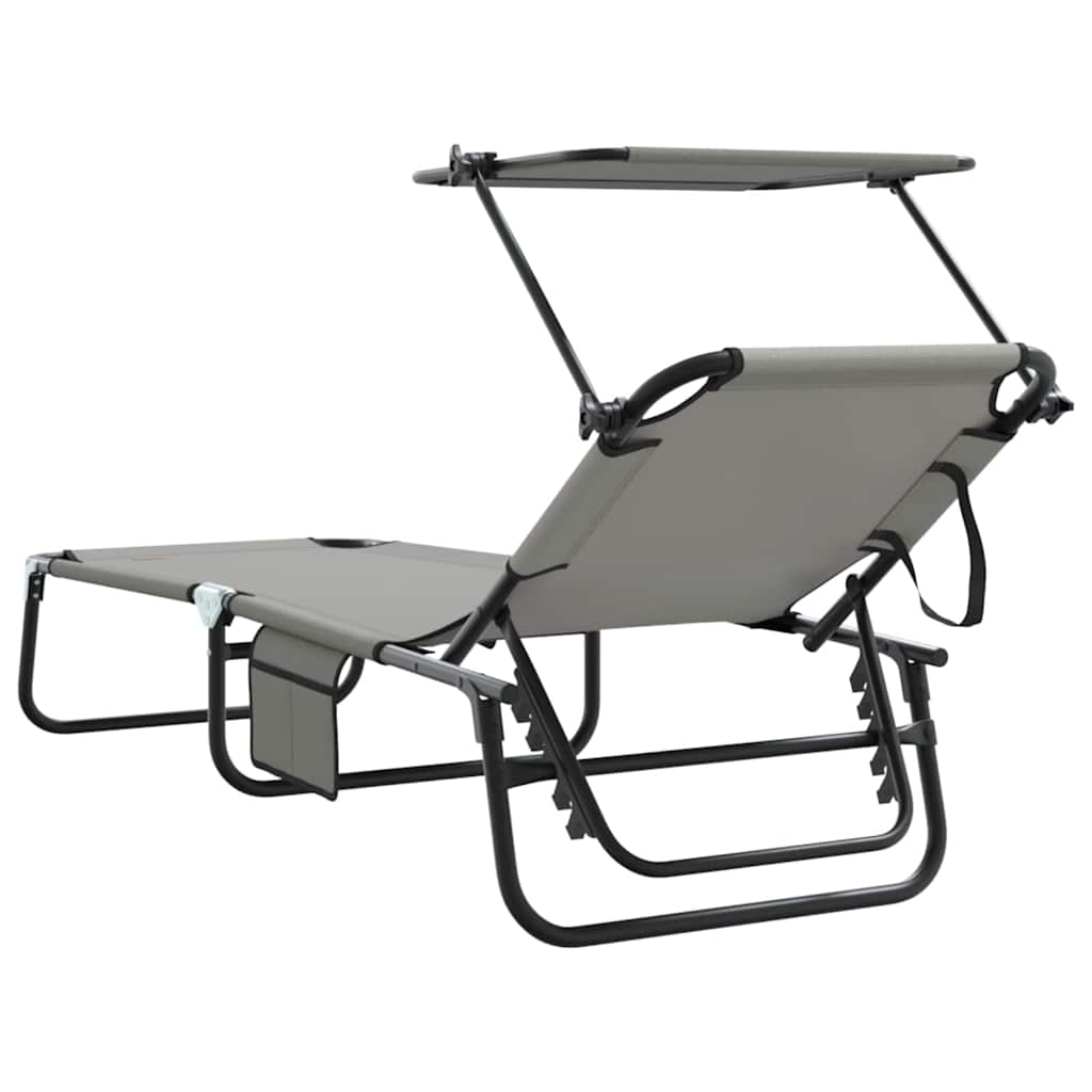 Sklopiva ležaljka za sunčanje 2 pcs Siva 190 x 57 x 81 cm