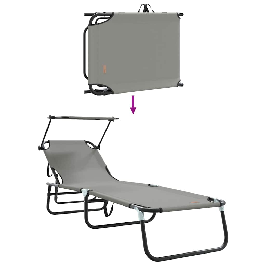 Sklopiva ležaljka za sunčanje 2 pcs Siva 190 x 57 x 81 cm