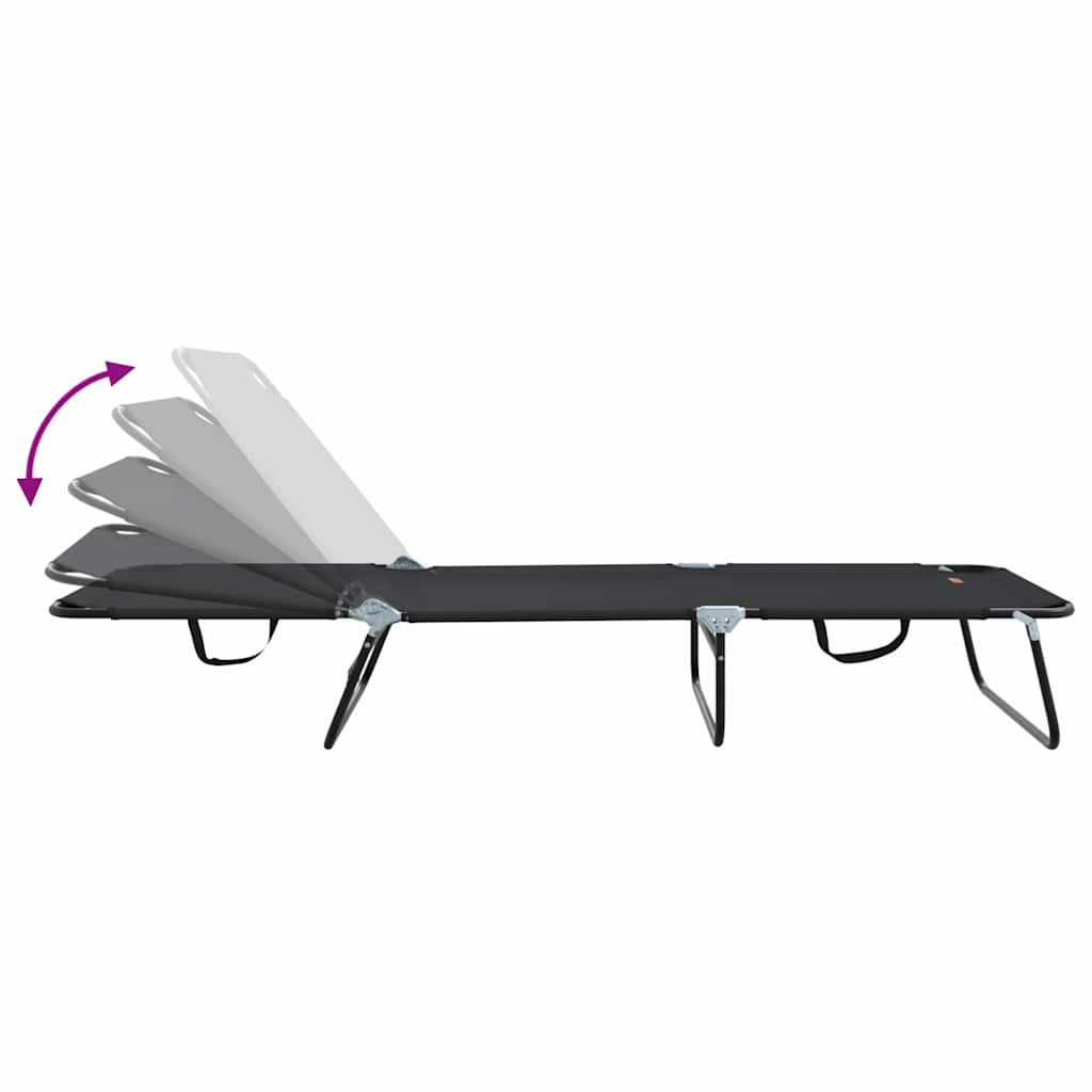 Sklopiva ležaljka za sunčanje Crna 188 x 57 x 86,5 cm Poliester