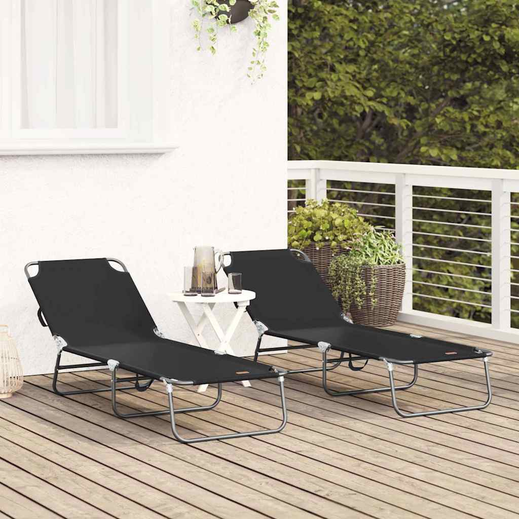 Sklopiva ležaljka za sunčanje 2 pcs Crna 188 x 57 x 86,5 cm
