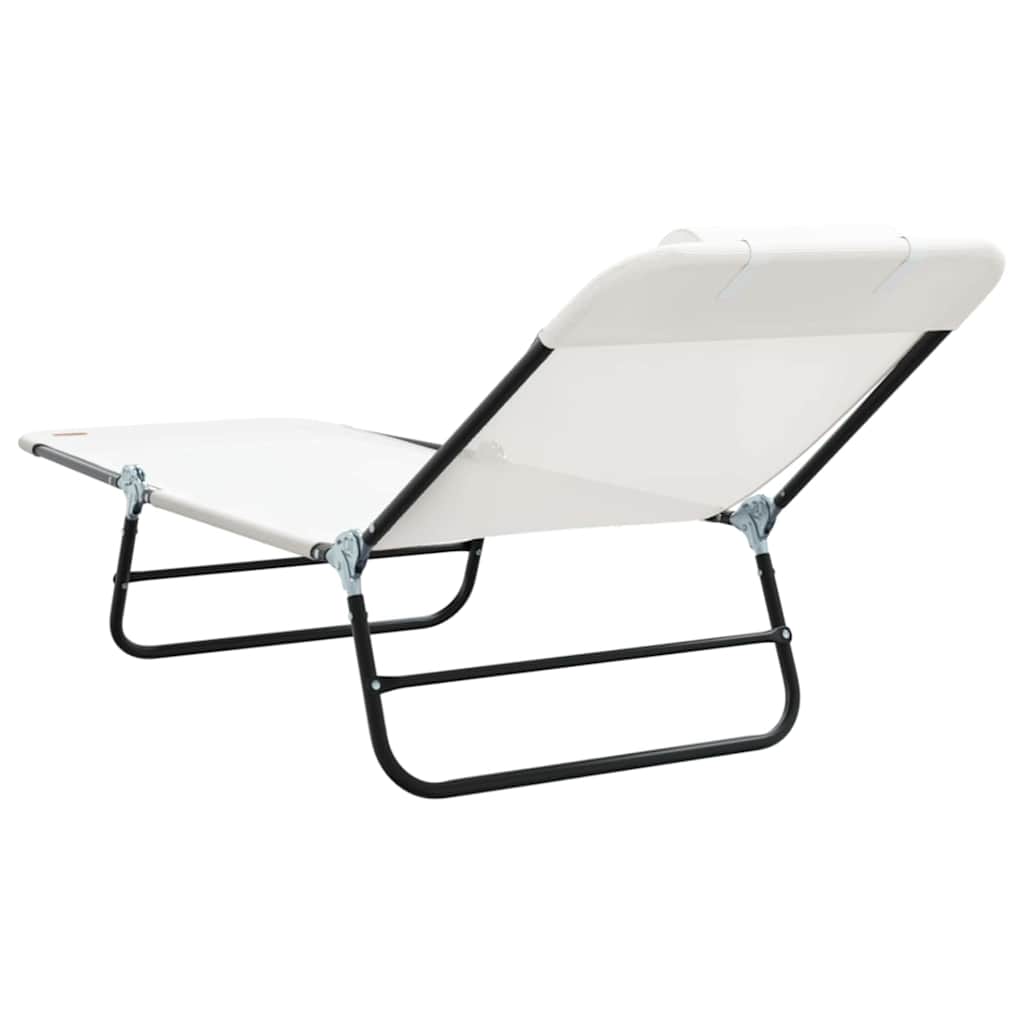 Sklopiva ležaljka za sunčanje 2 pcs Krema 182 x 55 x 85,5 cm