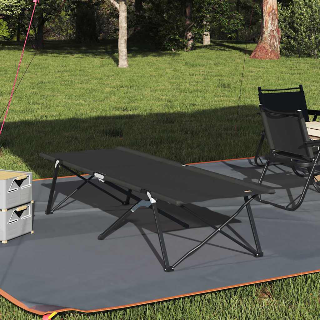 Sklopivi kamperski krevet Crna 206 x 76 x 74 cm Oxford i čelik