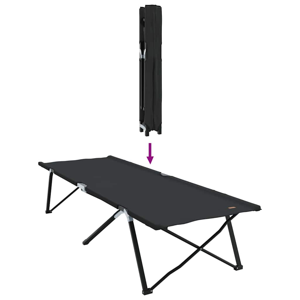 Sklopivi kamperski krevet Crna 206 x 76 x 74 cm Oxford i čelik