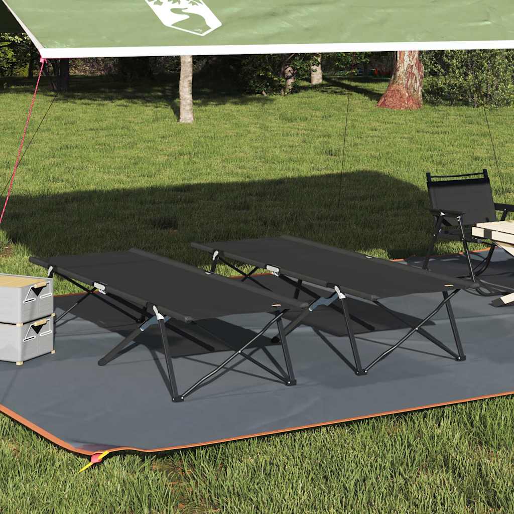 Sklopivi kamperski krevet 2 pcs Crna 206 x 76 x 74 cm