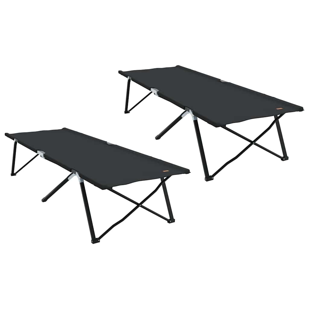 Sklopivi kamperski krevet 2 pcs Crna 206 x 76 x 74 cm