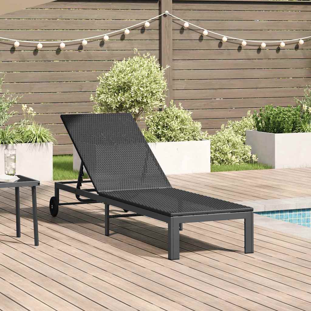 Ležaljka na suncu Crna 206 x 62,5 x 74 cm poliratan